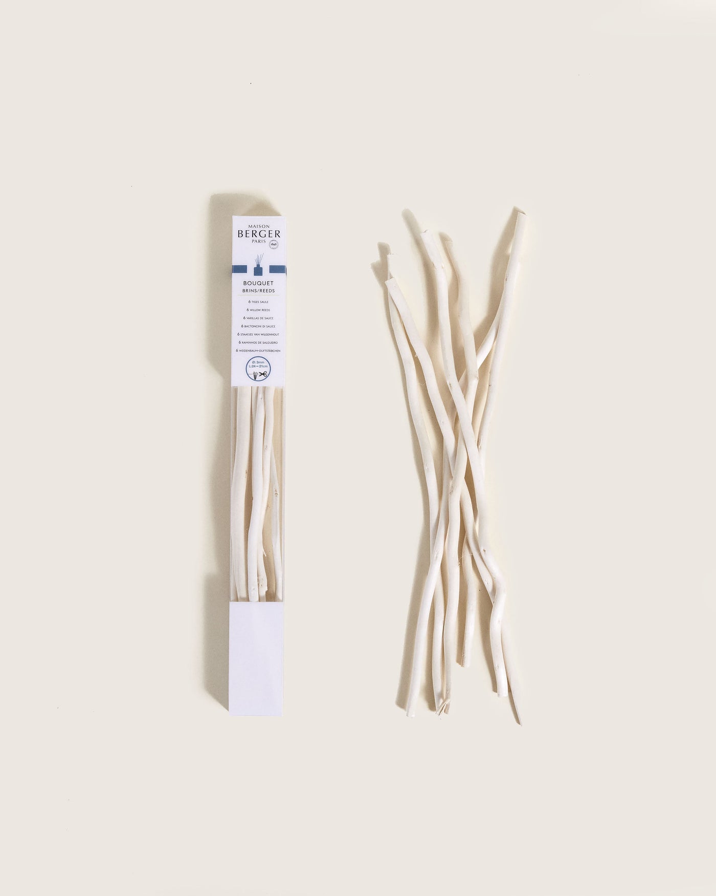Pack of 6 natural willow sticks 24cm