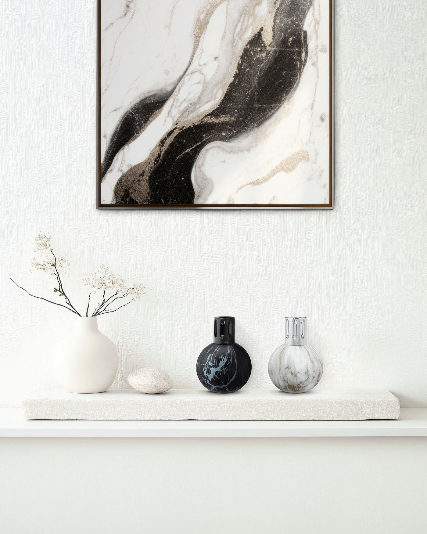 White Marbled Lamp Berger